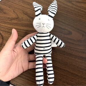 Petit Bateau 🐰 Rattle Striped Black and White Plush Bunny Comforter Bag Charm